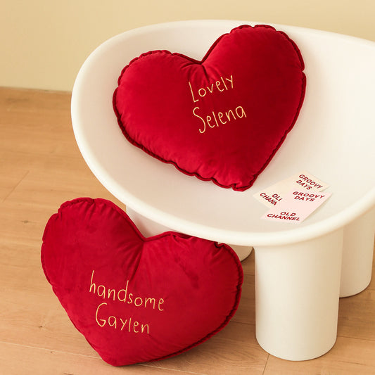 Embroidered Red Love Pillow Bedhead Living Room