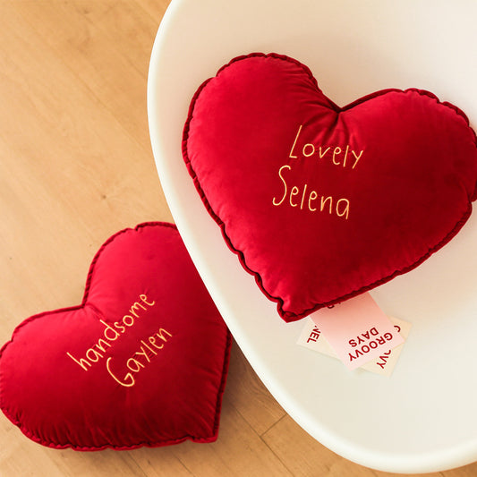 Embroidered Red Love Pillow Bedhead Living Room